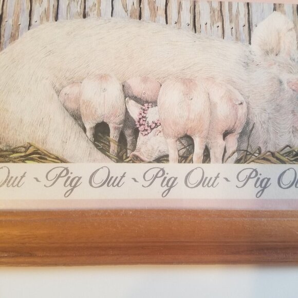 Pig Out Vintage Framed Figi Graphics Farmlife Humor Mama Pig and Babies - Picture 5 of 8